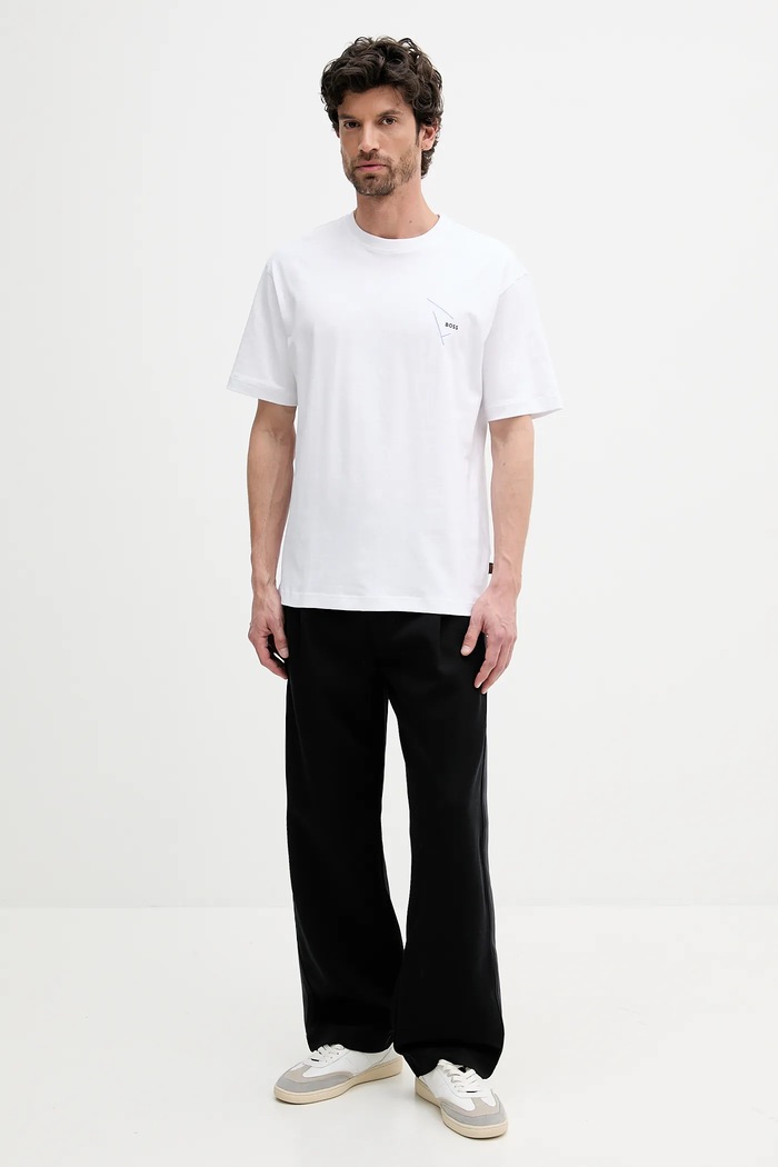Βαμβακερό μπλουζάκι BOSS Orange San Jared-C 50546374 λευκό AW25