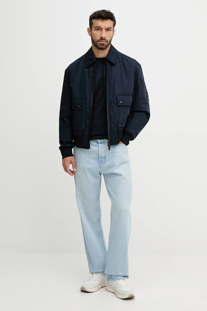 Βαμβακερό μπλουζάκι BOSS Orange San Jared-C 50547087 σκούρο μπλε AW25