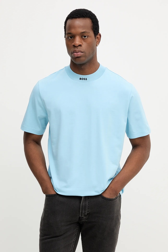 BOSS Green Tricou Tee Collar Zone albastru 50551139
