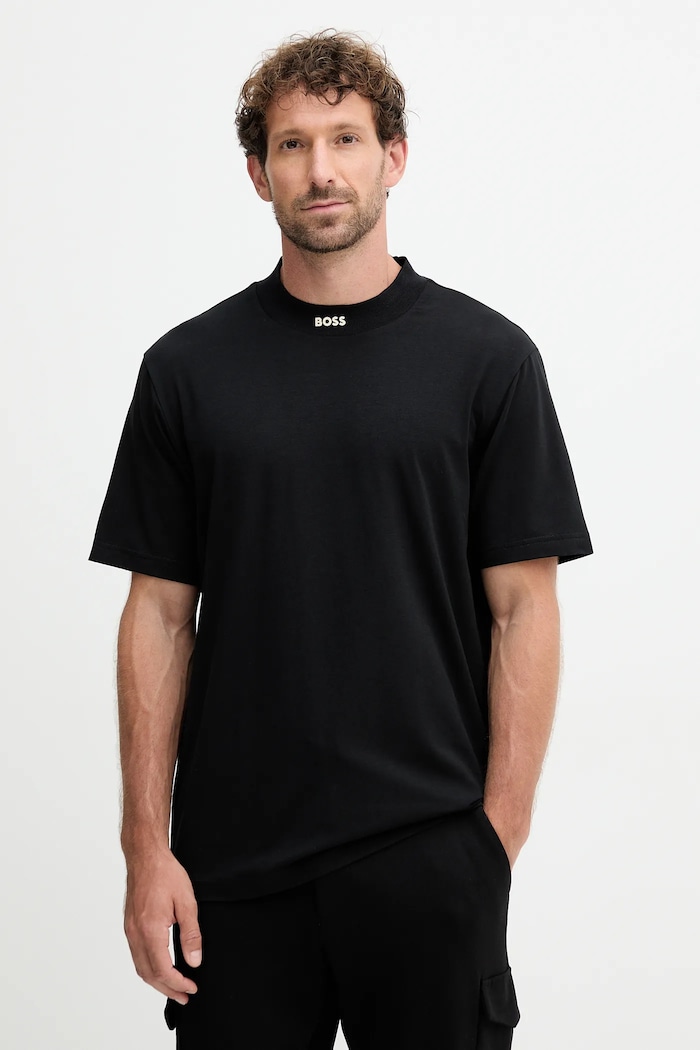 BOSS Green Tricou Tee Collar Zone negru 50551139