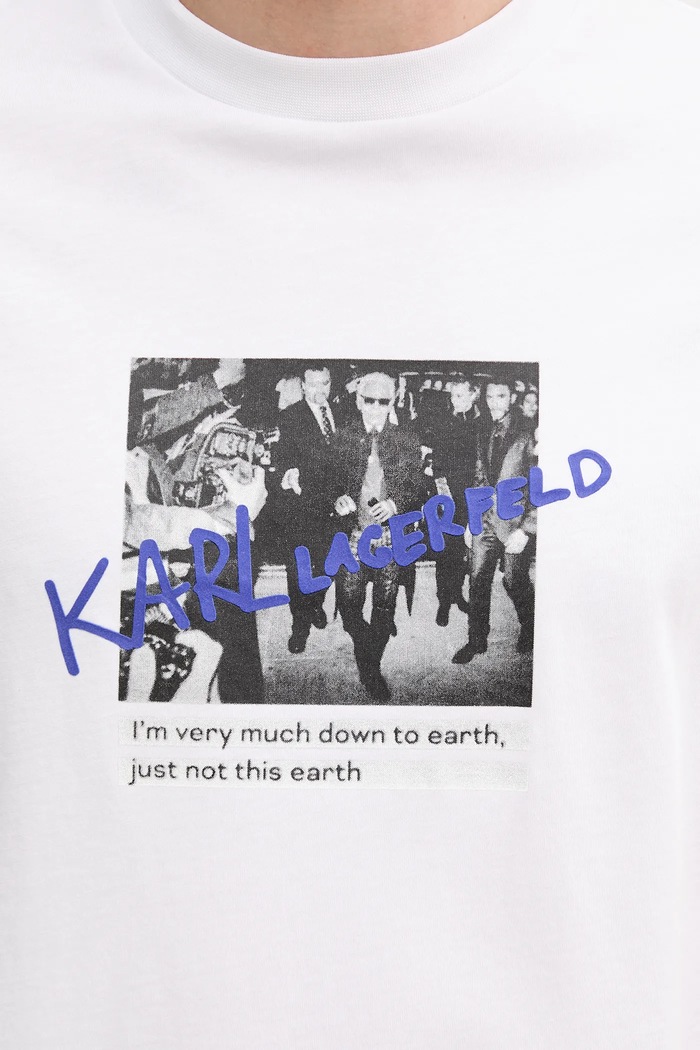 Βαμβακερό μπλουζάκι Karl Lagerfeld 553225.755143 λευκό