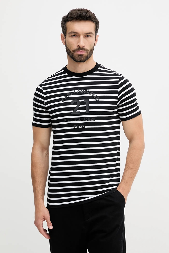 Karl Lagerfeld t-shirt bawełniany wzorzyste czarny 553225.755030