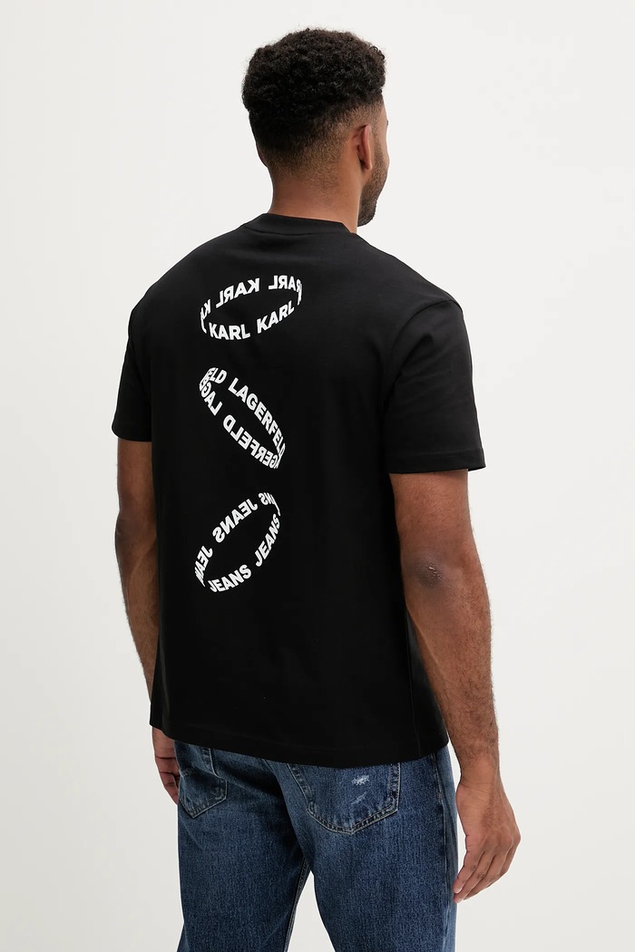 Βαμβακερό μπλουζάκι Karl Lagerfeld Jeans βαμβάκι μαύρο A3M17031
