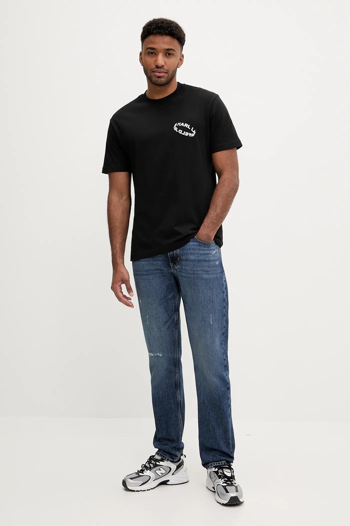 Βαμβακερό μπλουζάκι Karl Lagerfeld Jeans A3M17031 μαύρο AW25