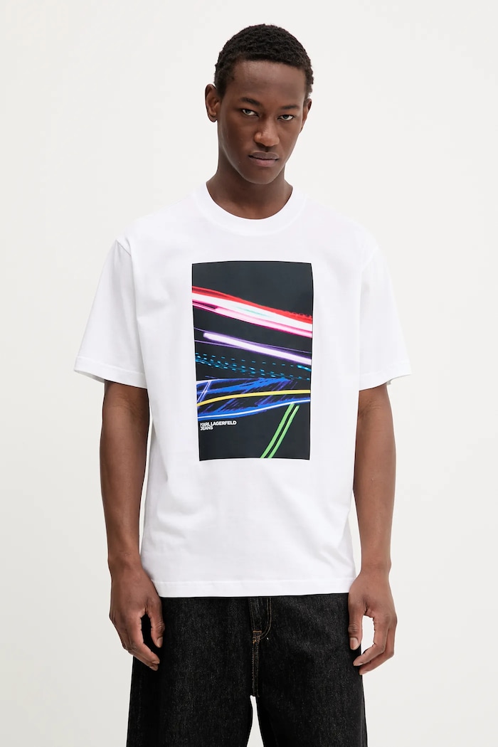 Karl Lagerfeld Jeans t-shirt bawełniany nadruk biały A3M17038