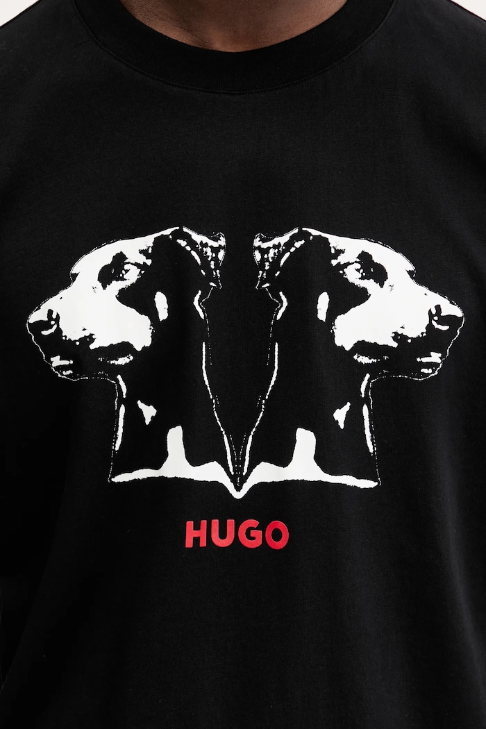 Βαμβακερό μπλουζάκι HUGO San Jared-C 50542734 μαύρο