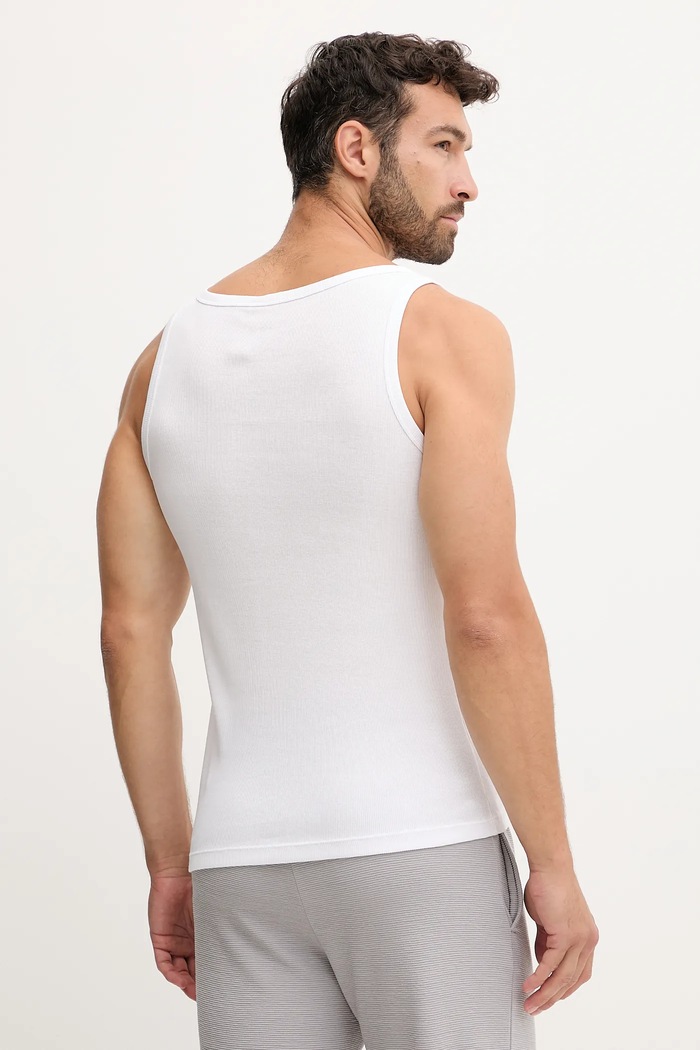 HUGO top pentru bărbați din bumbac TANK TOP TRIPL. PACK pachet de 3 50545681 alb SS26