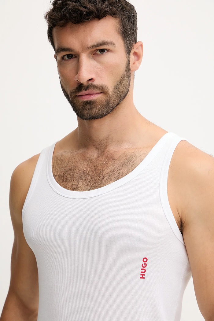 Îmbrăcăminte HUGO top pentru bărbați din bumbac TANK TOP TRIPL. PACK pachet de 3 50545681 alb
