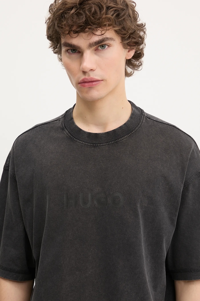 Βαμβακερό μπλουζάκι Hugo Blue San Jared-C γκρί 50542638