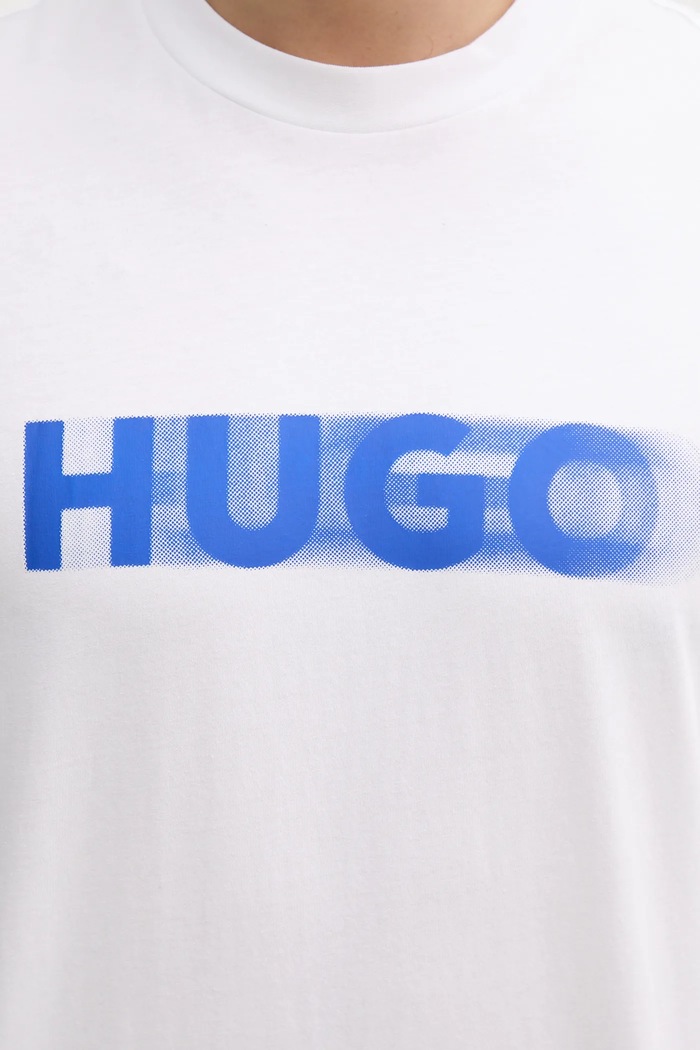 T-shirt bawełniany Nalax HUGO Blue biały 50543493