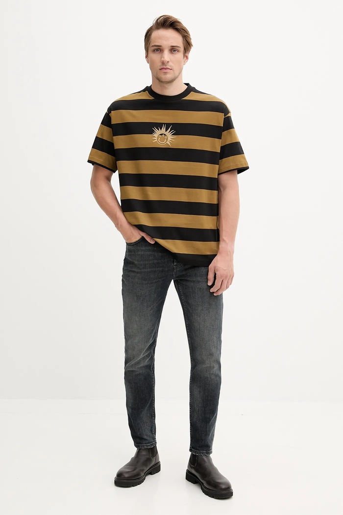 Βαμβακερό μπλουζάκι Hugo Blue San Jared-C 50543929 πράσινο AW25