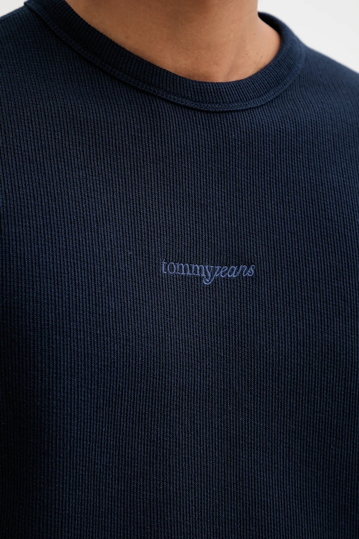 Tommy Jeans pamut póló DM0DM21778 sötétkék