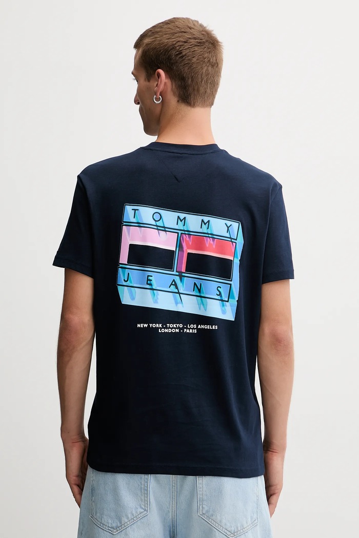 Oblečenie Bavlnené tričko Tommy Jeans DM0DM21980 tmavomodrá