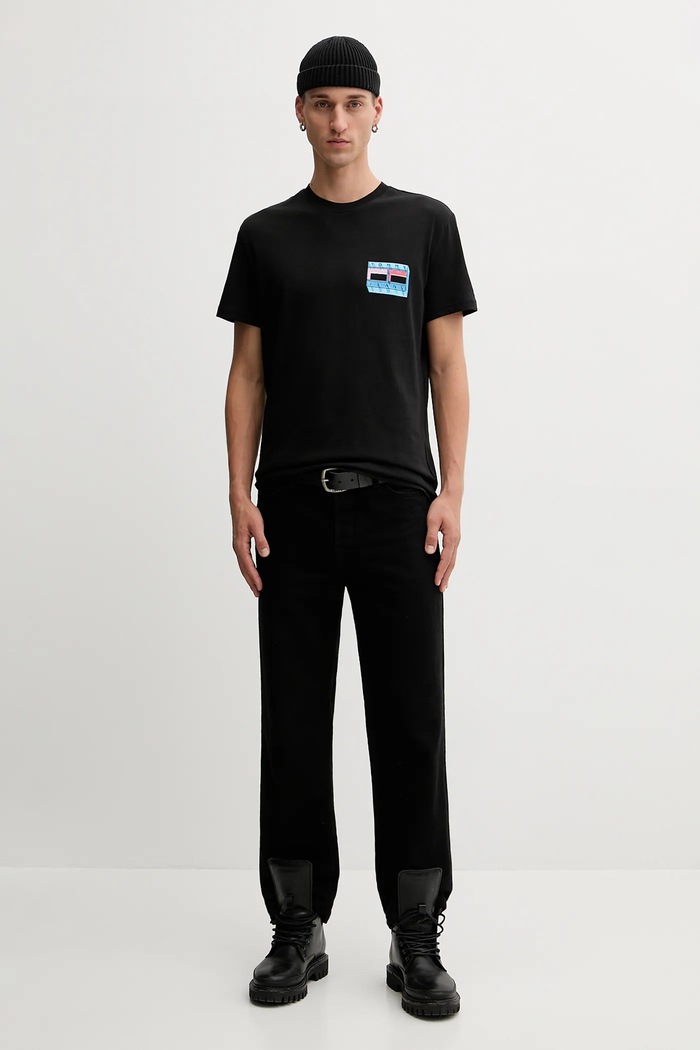 Tommy Jeans t-shirt bawełniany DM0DM21980 czarny AW25