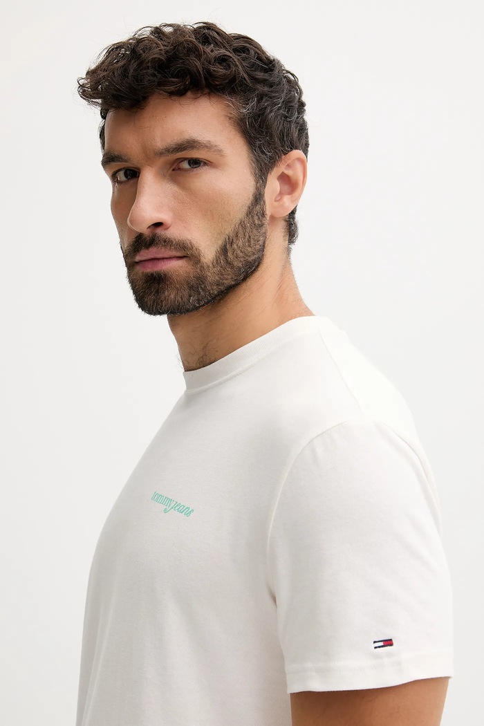 Oblečenie Bavlnené tričko Tommy Jeans DM0DM21982 béžová