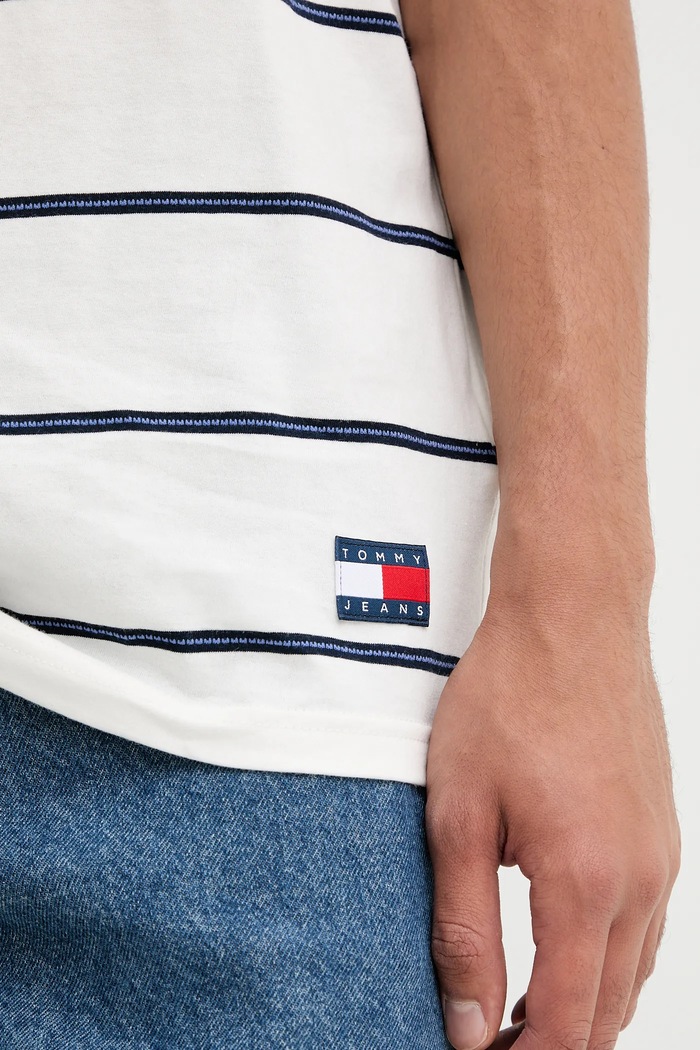 Βαμβακερό μπλουζάκι Tommy Jeans DM0DM21983 μπεζ