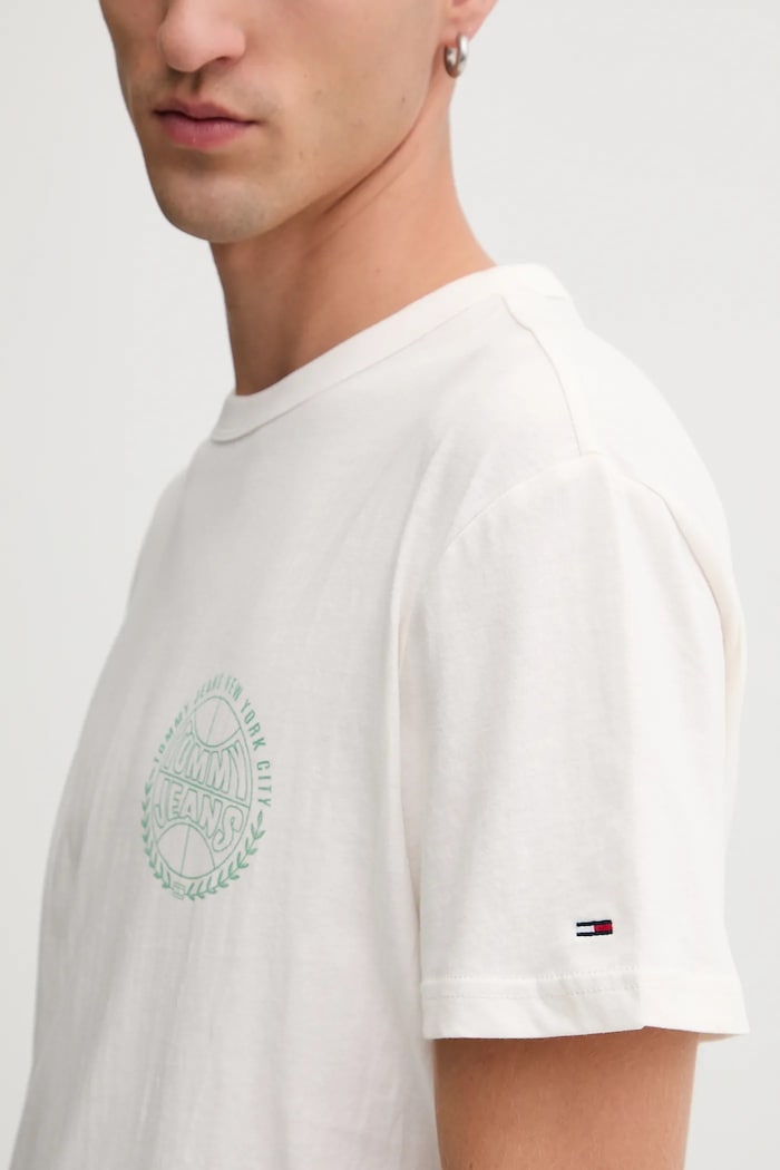 Bavlnené tričko Tommy Jeans DM0DM21987 béžová