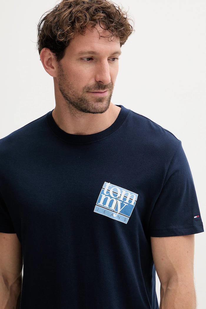 Îmbrăcăminte Tommy Jeans tricou din bumbac DM0DM22127 bleumarin