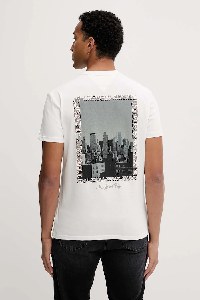 Tommy Jeans t-shirt bawełniany nadruk biały DM0DM22128