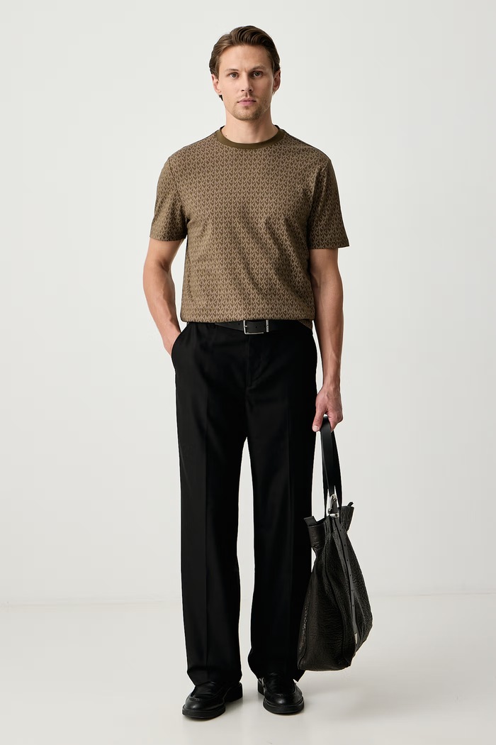 Michael Kors T-shirt męski bawełniany CS5529A5KS zielony SS26