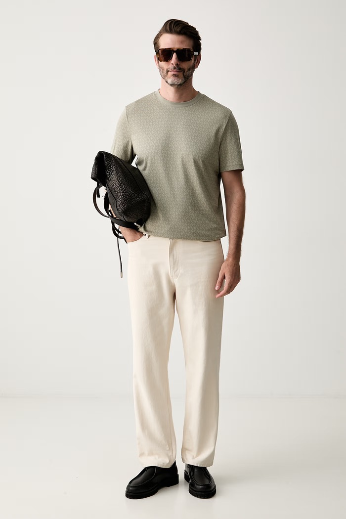 Michael Kors T-shirt męski bawełniany CS5529A5KS zielony SS26