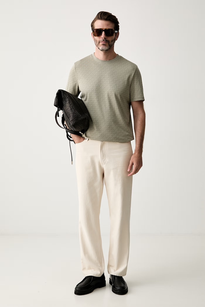 Michael Kors T-shirt męski bawełniany CS5529A5KS zielony SS26