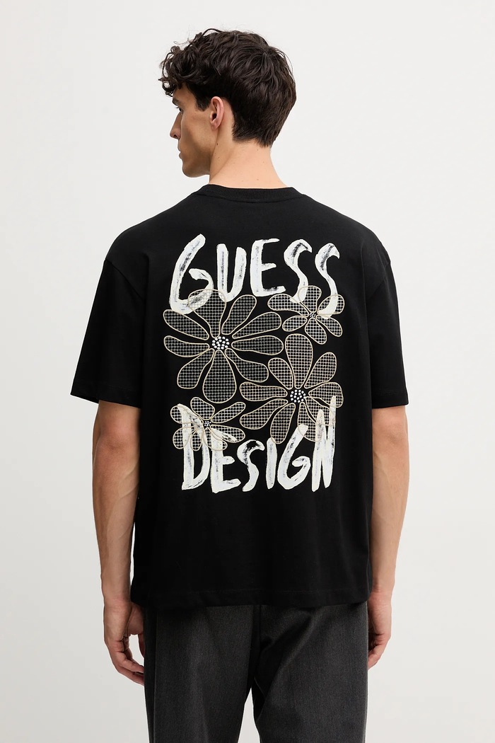 Bavlněné tričko Guess potisk černá M5YI20.K8FQ4