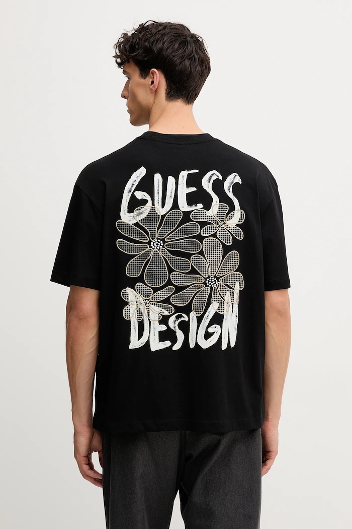Bavlněné tričko Guess potisk černá M5YI20.K8FQ4