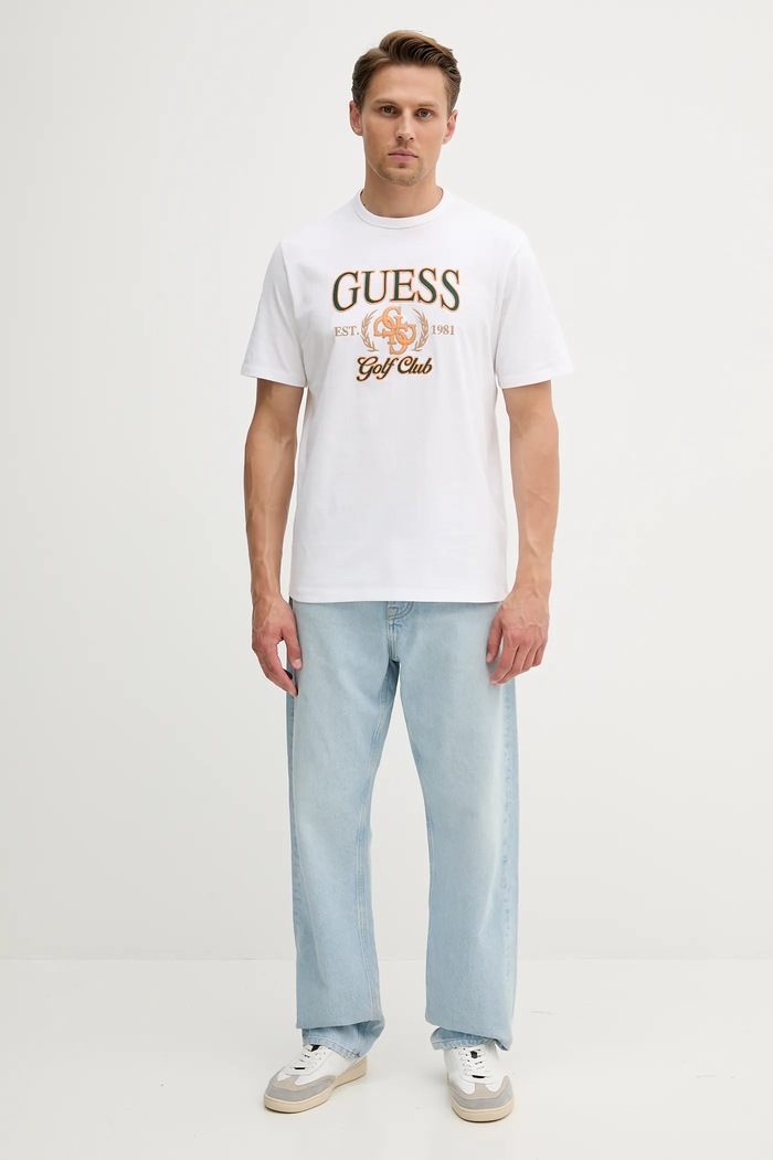 Guess T-shirt bawełniany 4G M5YI22.K8FQ4 biały AW25