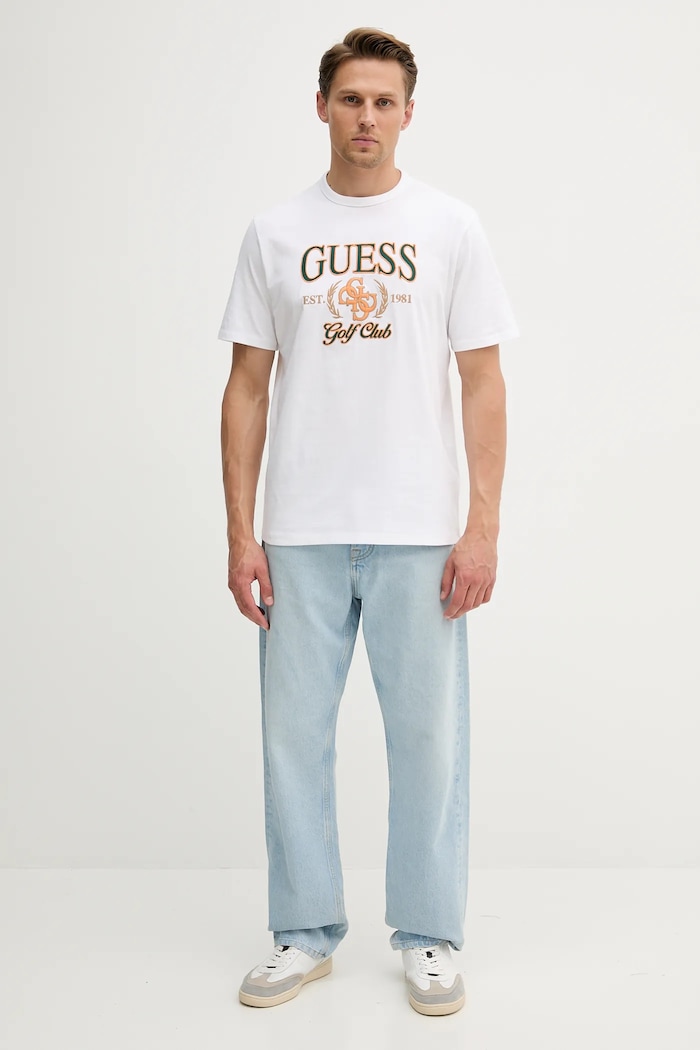 Guess T-shirt bawełniany 4G M5YI22.K8FQ4 biały AW25
