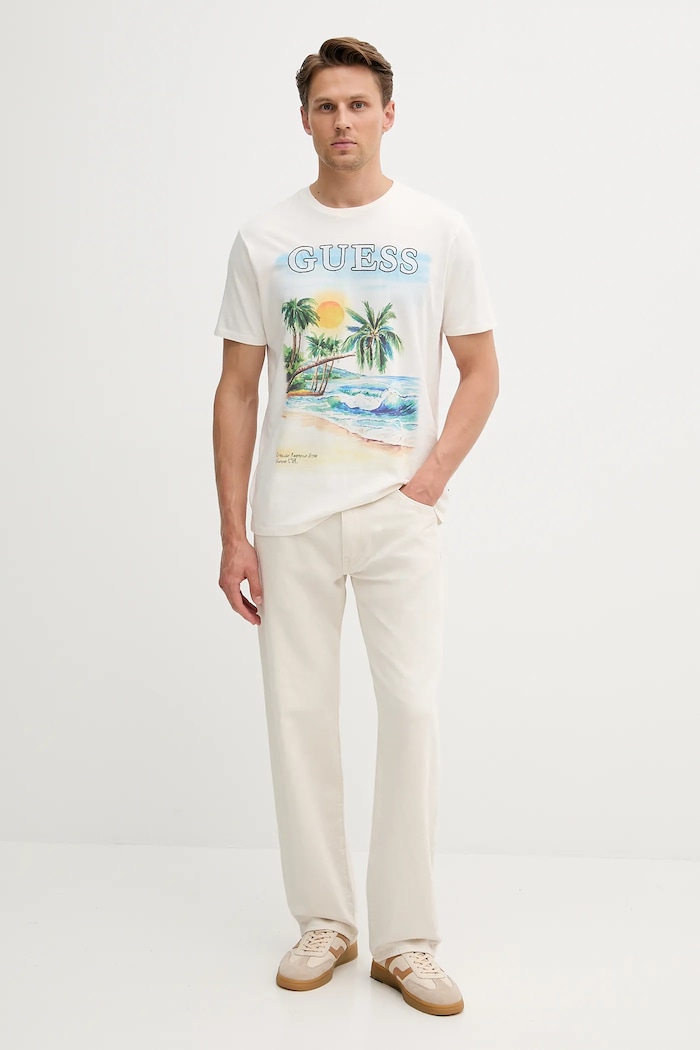 Guess pamut póló M5YI38.KBW41 bézs AW25
