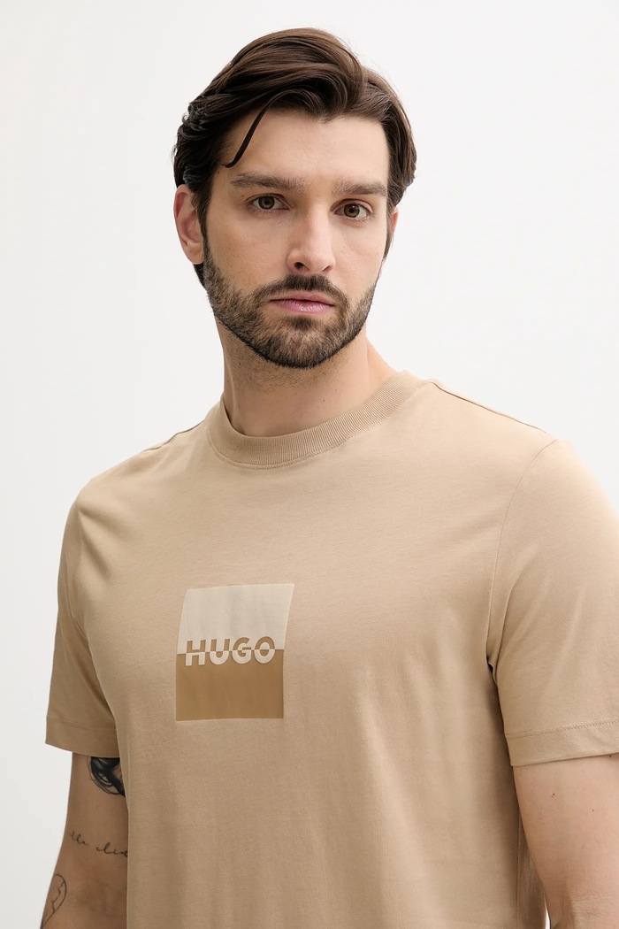 Одежда Хлопковая футболка HUGO Dusplit 50542784 зелёный