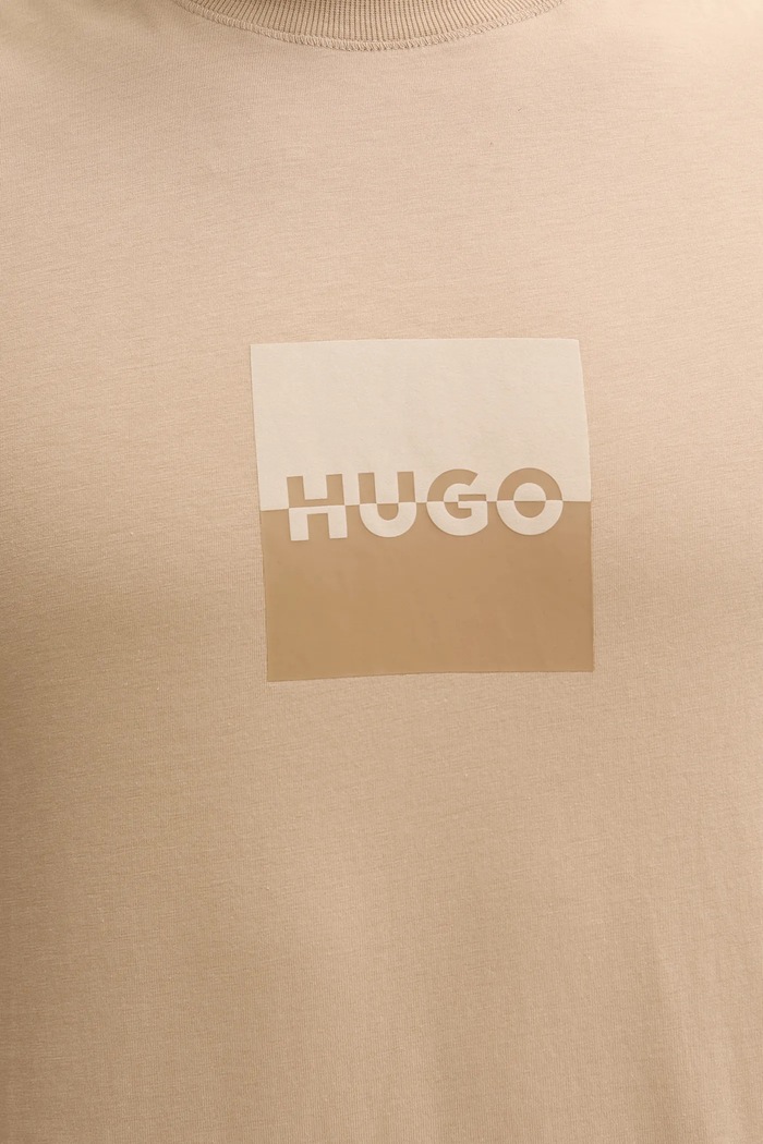 Хлопковая футболка HUGO Dusplit зелёный 50542784