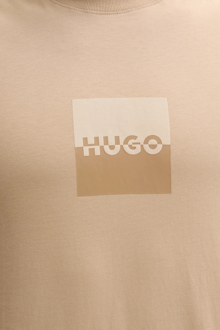 Хлопковая футболка HUGO Dusplit зелёный 50542784