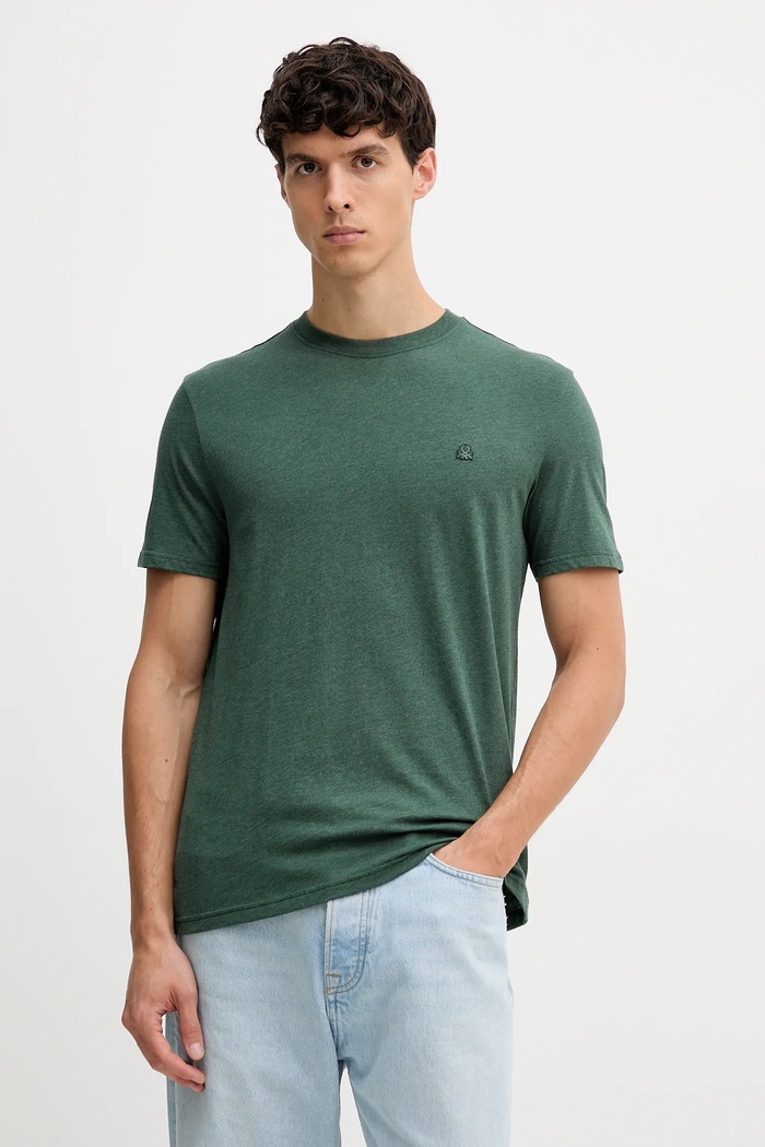 United Colors of Benetton t-shirt bawełniany bawełna zielony 3UWFU10AU