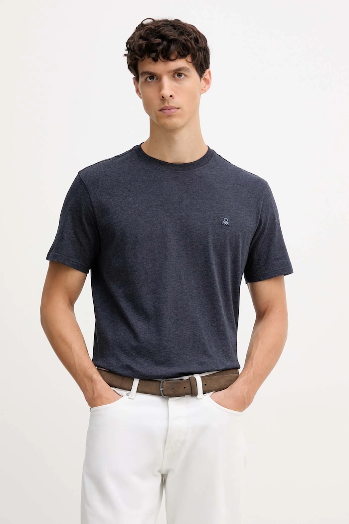 United Colors of Benetton t-shirt bawełniany bawełna niebieski 3UWFU10AU