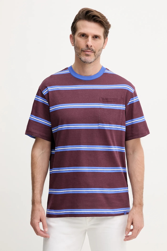 United Colors of Benetton tricou din bumbac cu modele burgundia 380ZU10AY