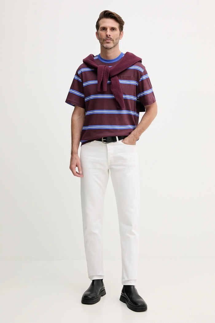 United Colors of Benetton tricou din bumbac 380ZU10AY burgundia AW25