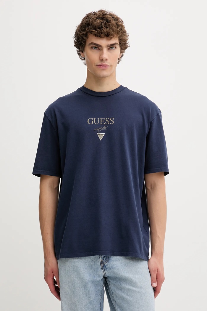 Bavlnené tričko Guess Originals regular tmavomodrá M5GI69.K8FQ4