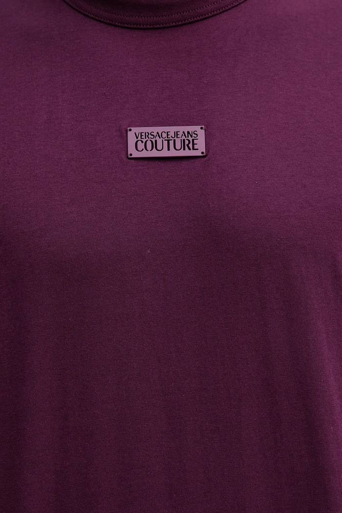 Versace Jeans Couture t-shirt bawełniany 79GAHT08.CJ00T fioletowy