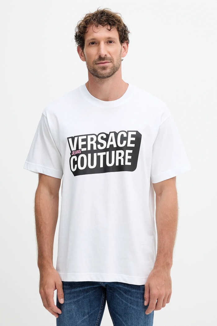 Versace Jeans Couture pamut póló pamut fehér 79GAHP02.CJ01P