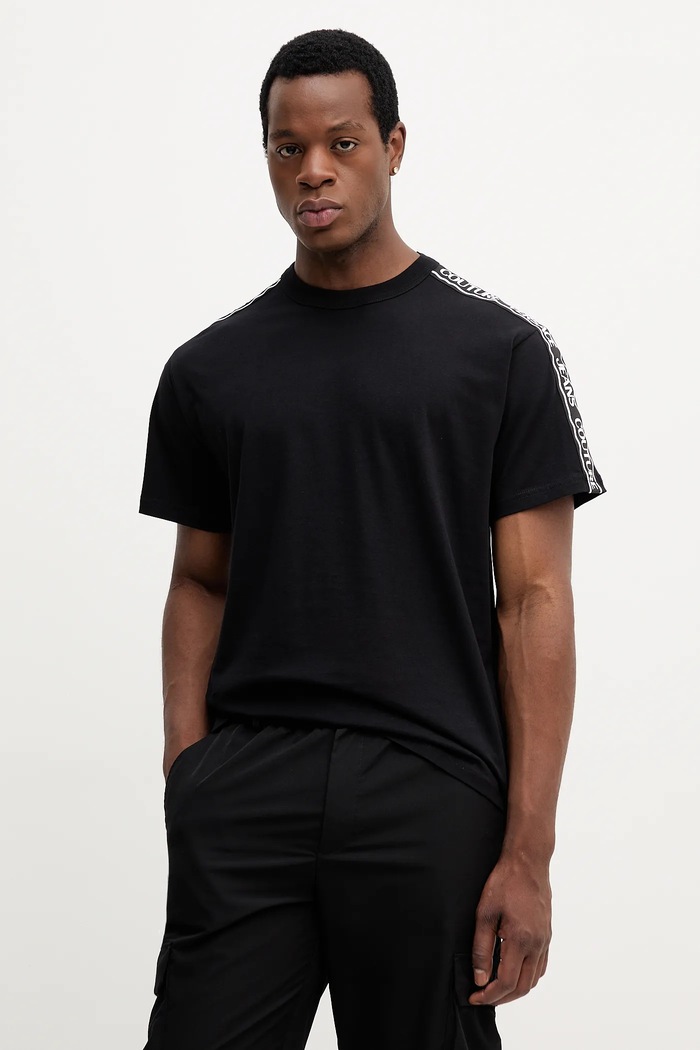 Bavlněné tričko Versace Jeans Couture potisk černá 79GAHC02.CJ01C
