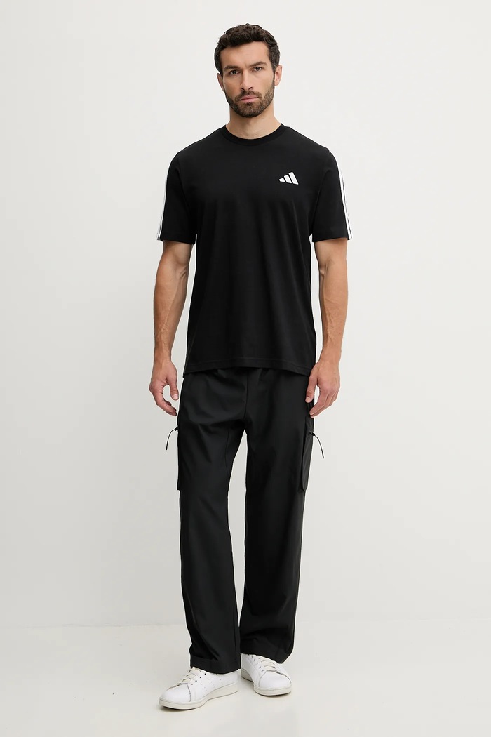 Bavlnené tričko adidas 3-Stripes JV6783 čierna SS26