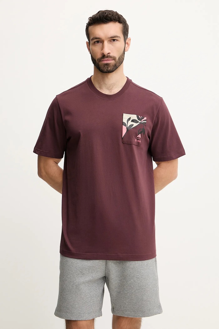 Βαμβακερό μπλουζάκι adidas x Mercedes βαμβάκι μπορντό JW3363