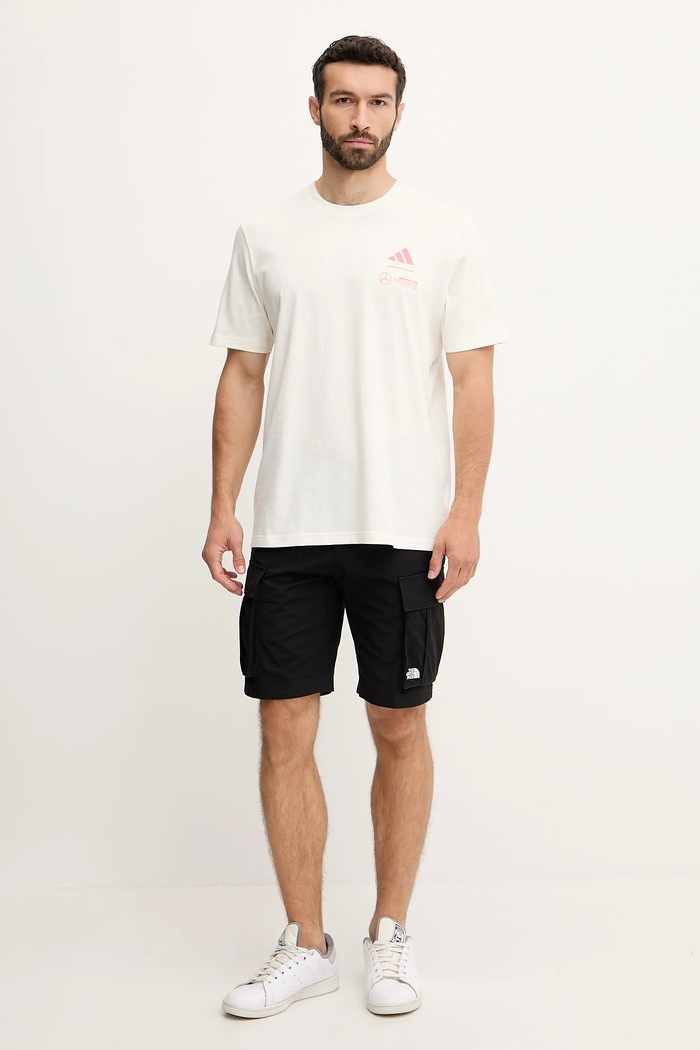 adidas t-shirt bawełniany x Mercedes JX4285 beżowy AW25