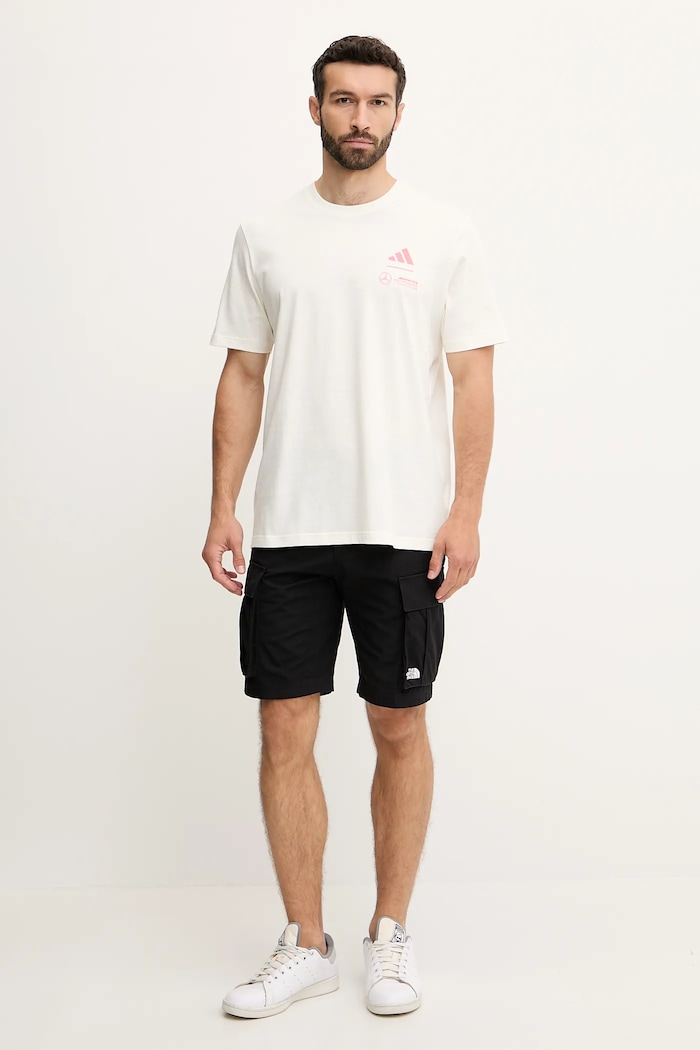 adidas t-shirt bawełniany x Mercedes JX4285 beżowy AW25