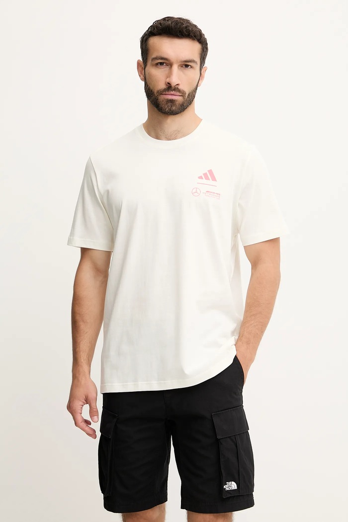 Odzież adidas t-shirt bawełniany x Mercedes JX4285 beżowy