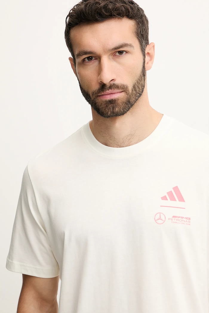 adidas t-shirt bawełniany x Mercedes beżowy JX4285