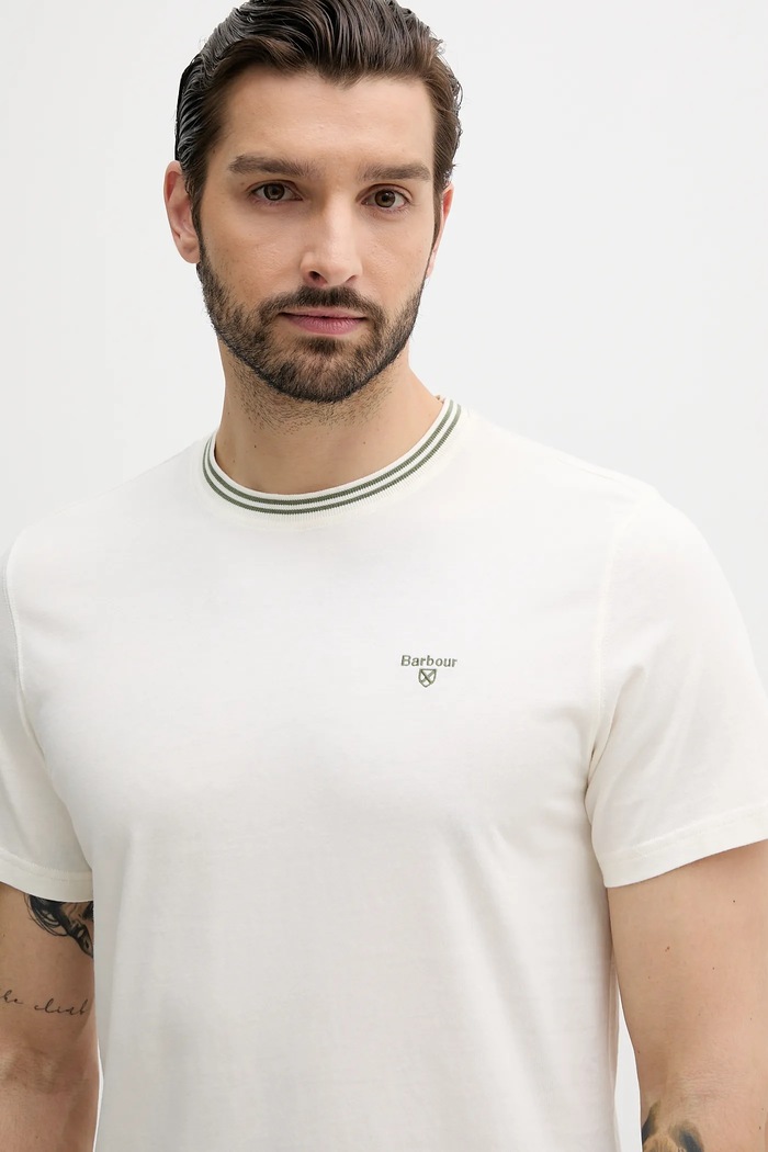Barbour T-shirt męski bawełniany AUSTWICK beżowy MTS1000