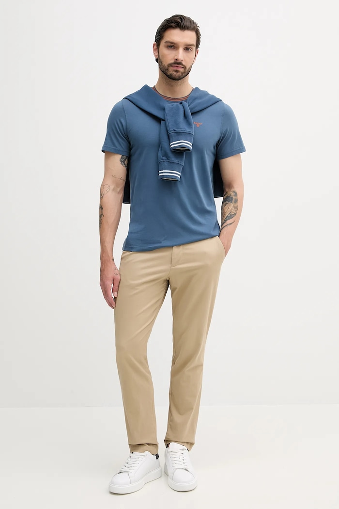 Barbour t-shirt da uomo in cotone AUSTWICK MTS1000 blu AW25